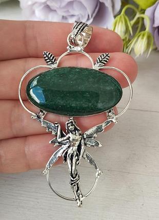 Лісова фея 🧚, авантюрин💚 дорогоцінний кулон срібло натуральний камінь