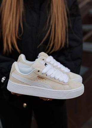 Замшевые кеды puma suede xl yellow white кед