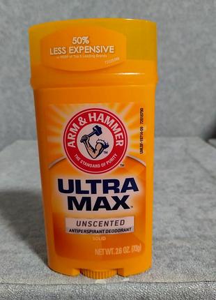 Ultramax, твердий дезодорант-антиперспірант, без запаху, 73 г