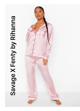 Піжама look x fenty by rihanna жакет на ґудзиках і штани з кишенями рожевого кольору