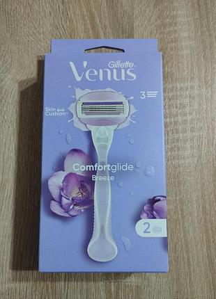 Бритва gillette venus comfortglide breeze з 2 змінними картриджами, жіноча