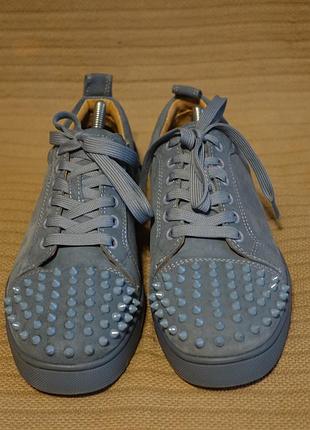 Красивые замшевые кроссовки christian louboutin blue  suede louis junior spikes sneakers 42р( 26,5 )