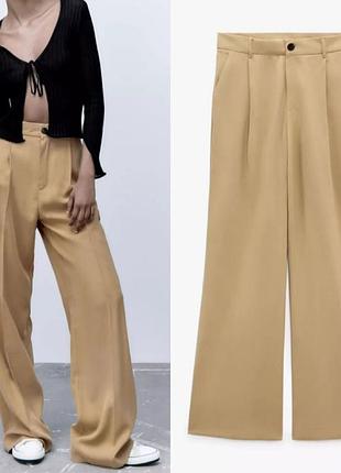 Базовые брюки палаццо с защипами вверху zara