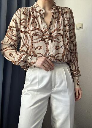 Дизайнерська бежева блуза шифон h&m cos × richard allan8 фото