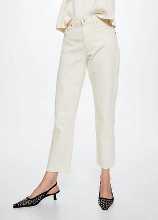 Mango молочные/белые джинсы mom havana straight