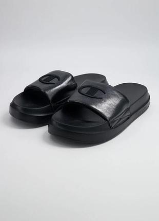 Шлепанцы шлепки тапочки черные champion спортивные