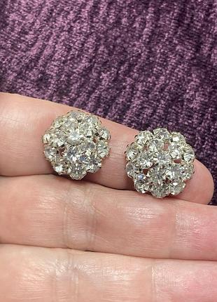 Серьги клипсы винтаж кристаллы чехия австрия