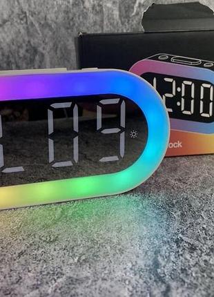Настольные электронные часы с будильником и rgb подсветкой(годинник)