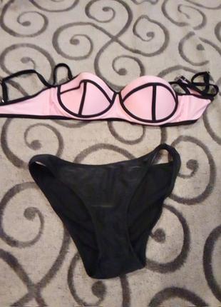 Купальник збірний рожево-чорного кольору xs