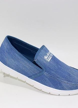 Мокасини 112985 джинсові, сліпони текстильні