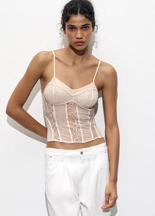 Кружевной топ корсет zara