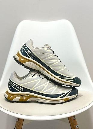 Salomon s/lab xt-6 beige/blue/gold кроссовки мужские соломоны обуви