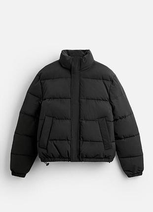 New чорна дута утеплена куртка boxy fit zara 0155/312 екопуховик чоловічий зара