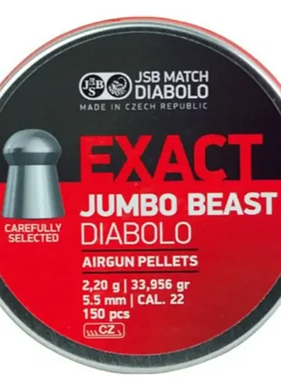 Пули для пневматики jsb diabolo exact jumbo beast (5,5мм, 2,2г, 150 шт)