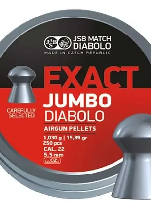 Пули для пневматики jsb diabolo exact jumbo (5,52мм, 1,03г, 250 шт)
