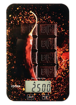 Весы кухонные стеклянные до 5 кг rotex rsk14-p pepper