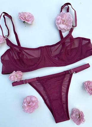 Фиолетовый сексуальный комплект белья