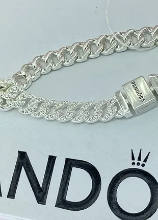 Серебряный браслет пандора pandora кубинское плетение оригинал\серебро 925
