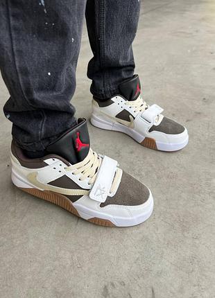 Кроссовки nike air retro jordan cut thestart x travis scott white brown