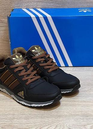Кожаные кроссовки, мужские, adidas черные