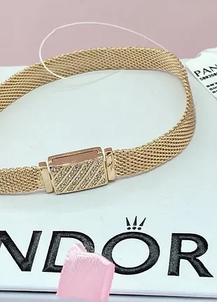 Браслет в позолоте rose пандора pandora reflexion pave оригинал\серебро 925