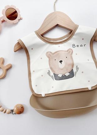 Детский нагрудник для кормления, слюнявчик с отстегивающимся кармашком