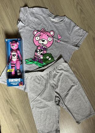 Комплект велосипедки и футболка fortnite девочке подростку р.152-158