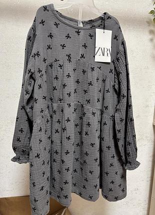 Муслиновое платье zara с бантами 6 р/116 см