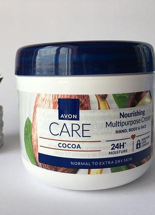 Живильний мультифункціональний крем для обличчя, рук та тіла з маслом какао, 400 мл avon care / ейвон крем