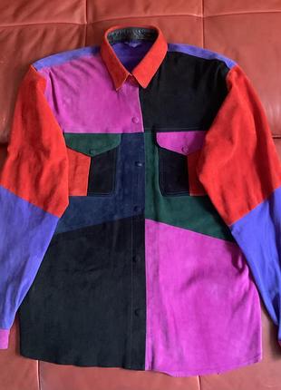 Женская дизайнерская рубашка, натуральная замша, р.52