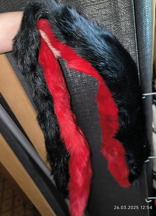 2 натуральні шарфи з кроля чорний і червоний