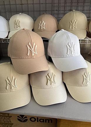 Кепка бейсболка бежевая белая глубокая ny new era new york
