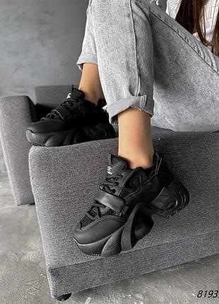 Кросівки жіночі, чорні, екошкіра, весна-літо-осінь