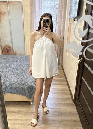 Короткий белый ромпер-сарафан, комбинезон шорты -платье zara