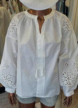 Колоритна блуза вишиванка, українська вишиванка, етно сорочка з вишивкою