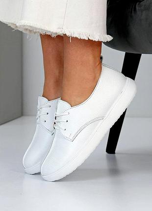 Полностью кожаные женские белые туфли, легкие туфли весенние, летние на каждый день, кожа флотар, но