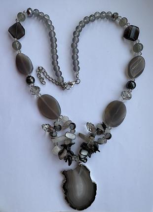 Колье агат буси з натурального каменю намисто