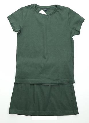 Летний хлопковый комплект blue seven для девочки на рост 128 см