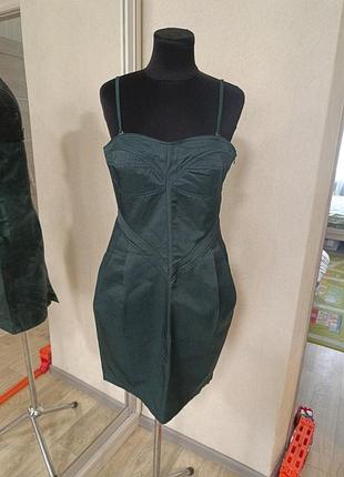 Мини платье облегающее вечернее vera lucci темно изумрудного цвета будто с корсетом