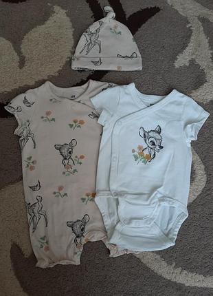 Комплект (набор) - песочник и боди с шапочкой для девочки h&m
