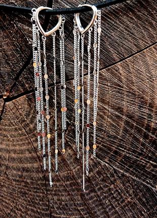 Срібні сережки ланцюжки