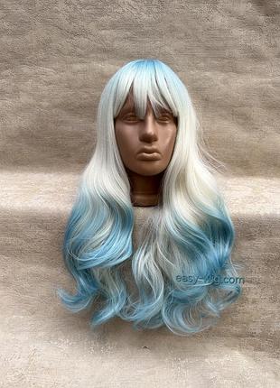 Перука біла з синім для аніматорів