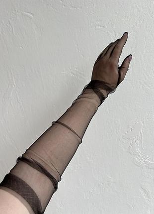 Чорні фатинові рукавиці