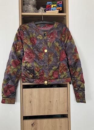 Винтажный атласный бомбер куртка стеганая демисезон