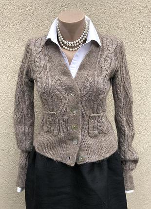 Кофта,кардиган,джемпер в косы,подкладка фатин,шерсть альпака,люкс бренд