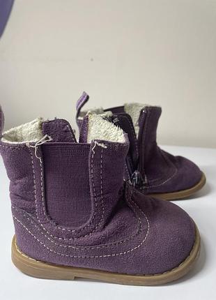 Замшеві чобітки черевики h&m 18-19 розмір весняні черевички для дівчинки 18-19 розмір