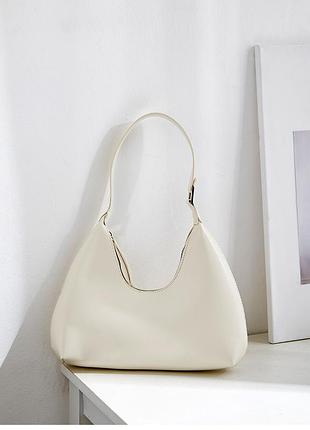 Женская сумка на коротком ремешке белая, маленькая сумка на одно плечо хобо