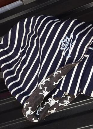 Шапка шарф в полоску морская тематика