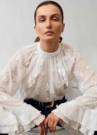 Сорочка жіноча біла мереживна zara new