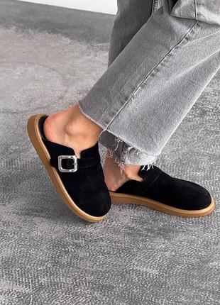 Облегченные сабо цвет: черный материал: натуральная замша